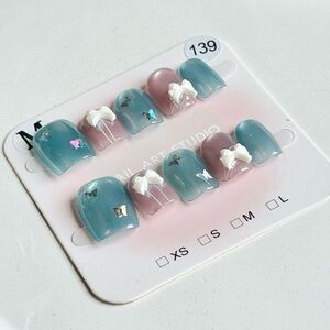 Handmade Press-On Nails Size M | Reusable | Full Set w/ Prep Kit | Brand New 139